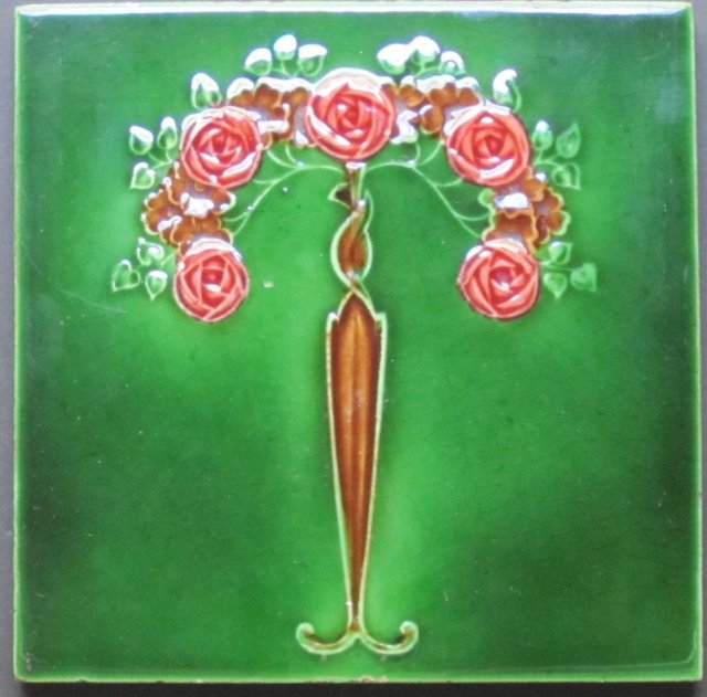 Antique English Art Nouveau Tile