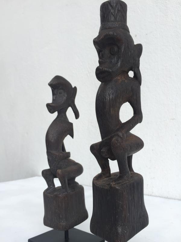 GUARDIANS OF THE AFTERWORLD 270mm Authentic DAYAK Melanau STATUE FIGURE SCULPTURE WOOD