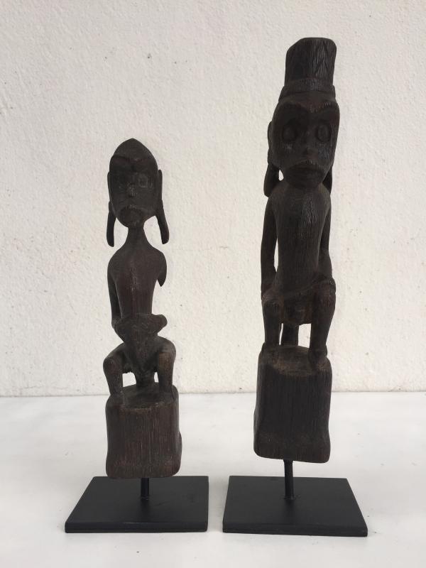 GUARDIANS OF THE AFTERWORLD 270mm Authentic DAYAK Melanau STATUE FIGURE SCULPTURE WOOD