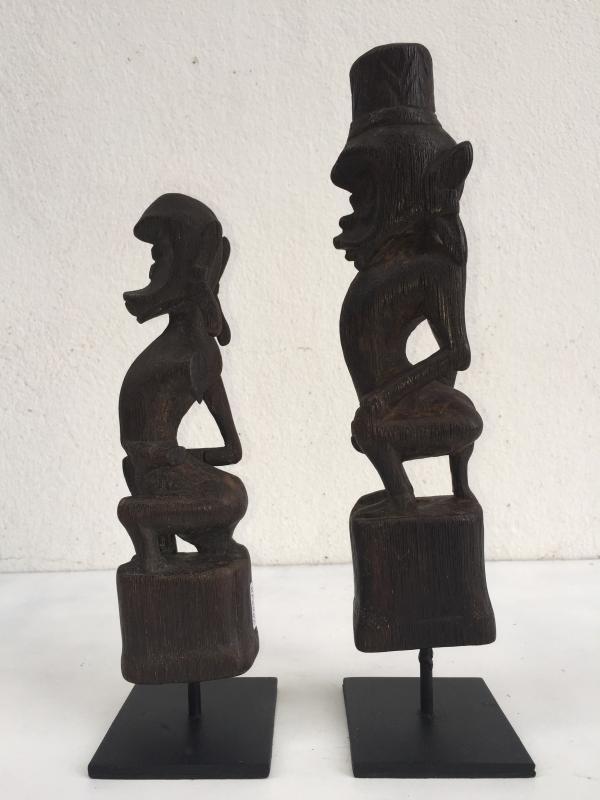 GUARDIANS OF THE AFTERWORLD 270mm Authentic DAYAK Melanau STATUE FIGURE SCULPTURE WOOD