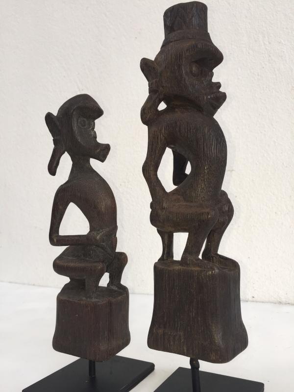 GUARDIANS OF THE AFTERWORLD 270mm Authentic DAYAK Melanau STATUE FIGURE SCULPTURE WOOD