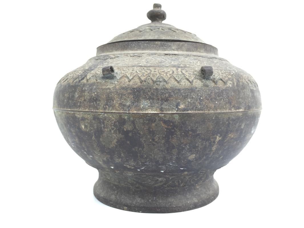 ANTIQUE SULANG CONTAINER Brass Box Jar Bowl BRASS POT Dayak Metalware Heirloom