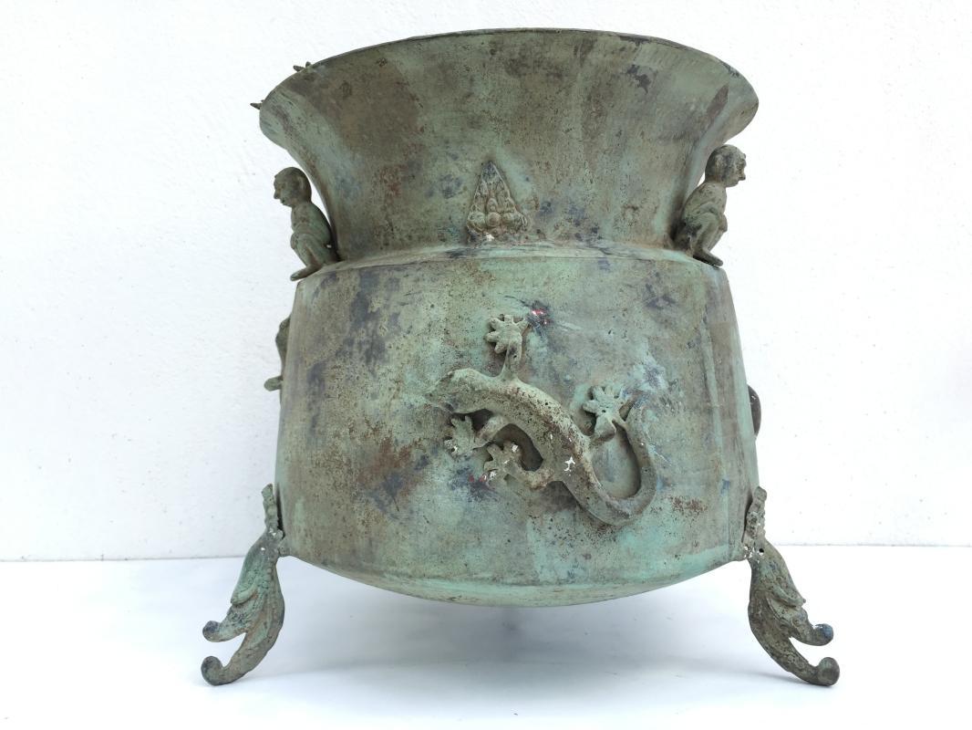 #3 GIANT BRASS BASIN Underwater Discovery Indonesia Crocodile & Ancestral Figure