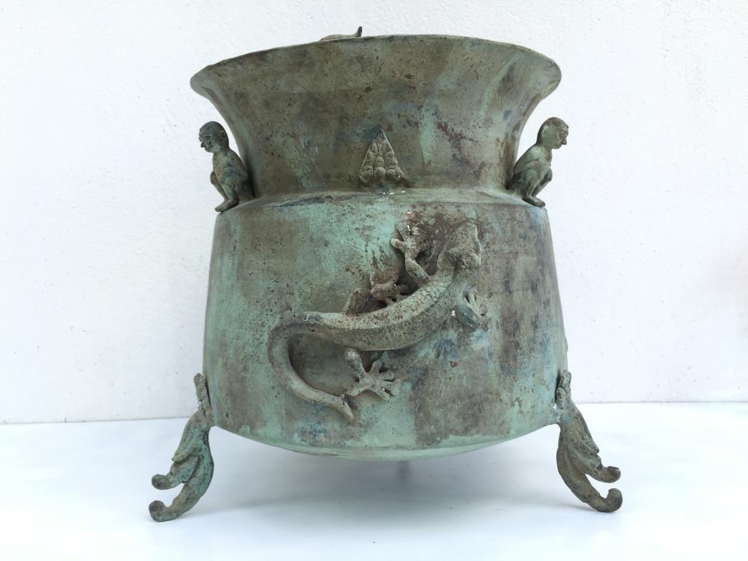 #3 GIANT BRASS BASIN Underwater Discovery Indonesia Crocodile & Ancestral Figure