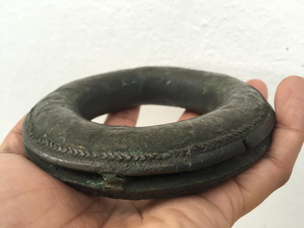 #4 SOLID BRONZE BRACELET Authentic Antique Dayak Girl Jewelry Bangle Ornament