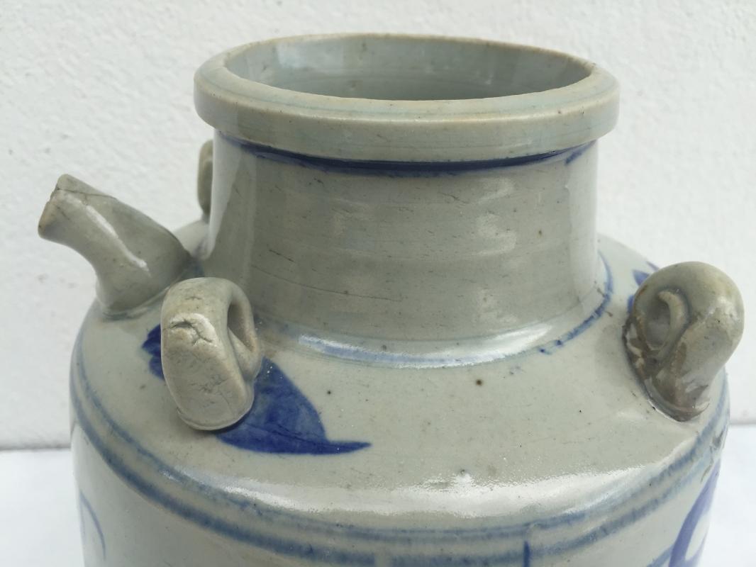 BLUE NAGA JAR 240mm Qing Dynasty (1644-1912)Dragon Pot Pottery Vase Wine Kettle