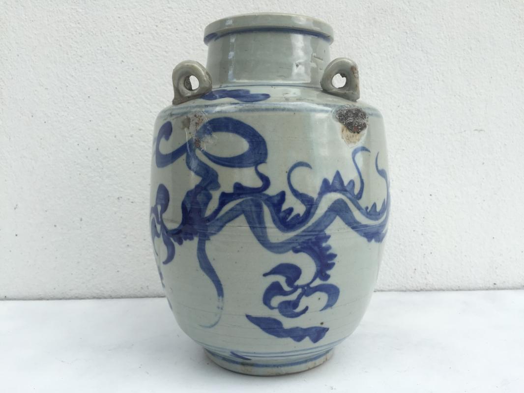 BLUE NAGA JAR 240mm Qing Dynasty (1644-1912)Dragon Pot Pottery Vase Wine Kettle