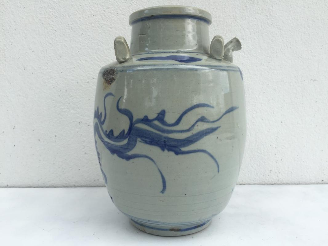 BLUE NAGA JAR 240mm Qing Dynasty (1644-1912)Dragon Pot Pottery Vase Wine Kettle