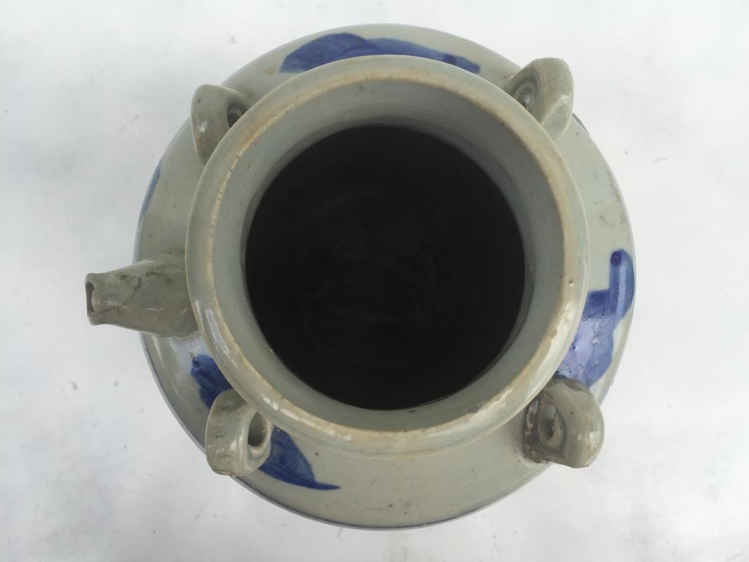 BLUE NAGA JAR 240mm Qing Dynasty (1644-1912)Dragon Pot Pottery Vase Wine Kettle