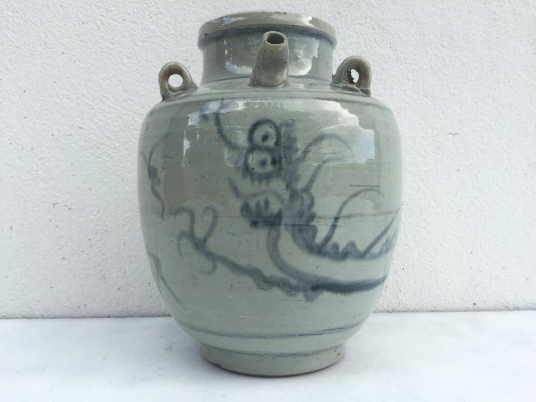 #2 GREEN NAGA KETTLE Qing Dynasty (1644-1912)Dragon Pot Pottery Vase Wine Jar