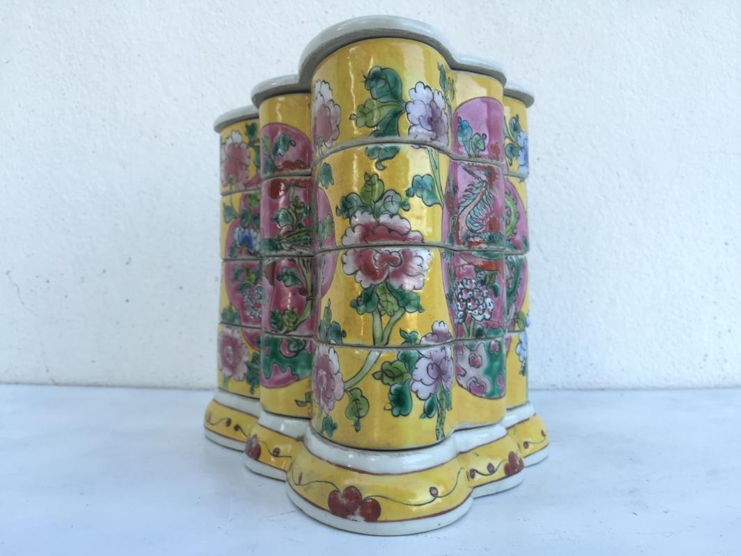 YELLOW BUTTERFLY 200mm NYONYA FOOD CONTAINER Porcelain Tray Box Nonya Chinese