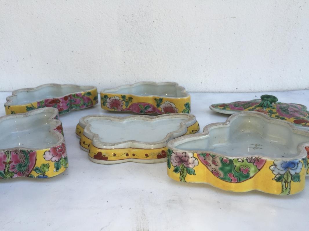 YELLOW BUTTERFLY 200mm NYONYA FOOD CONTAINER Porcelain Tray Box Nonya Chinese