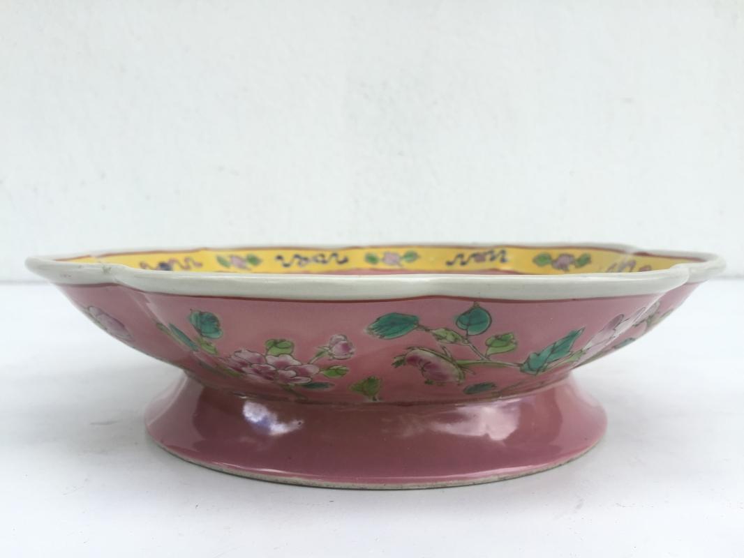 PINK 8-lobbed SERVING DISH TRAY Nyonya Plate Dining Food Wedding Display Chinese