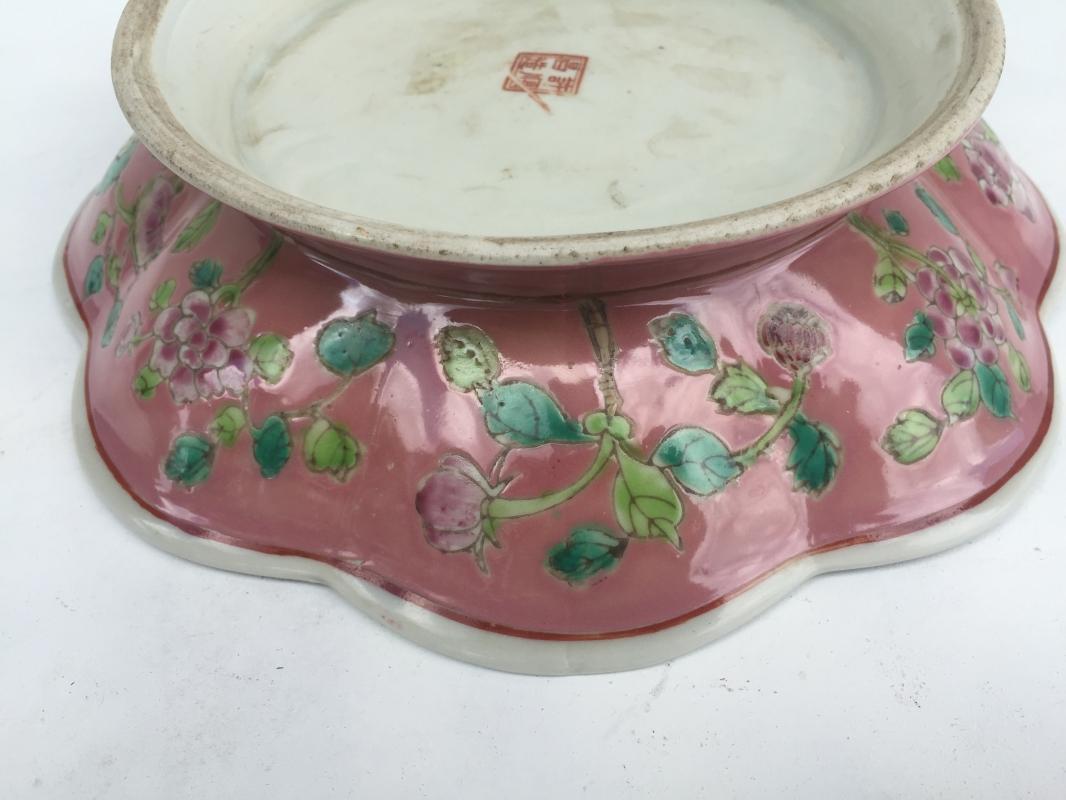 PINK 8-lobbed SERVING DISH TRAY Nyonya Plate Dining Food Wedding Display Chinese