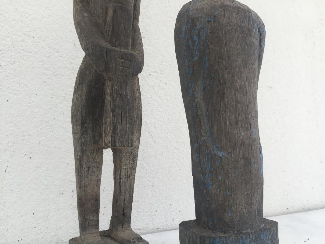 AUTHENTIC DAYAK AGED 290mm SCULPTURE STATUE Dyak Kebayan Antique Figure IRONWOOD