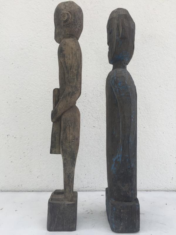 AUTHENTIC DAYAK AGED 290mm SCULPTURE STATUE Dyak Kebayan Antique Figure IRONWOOD