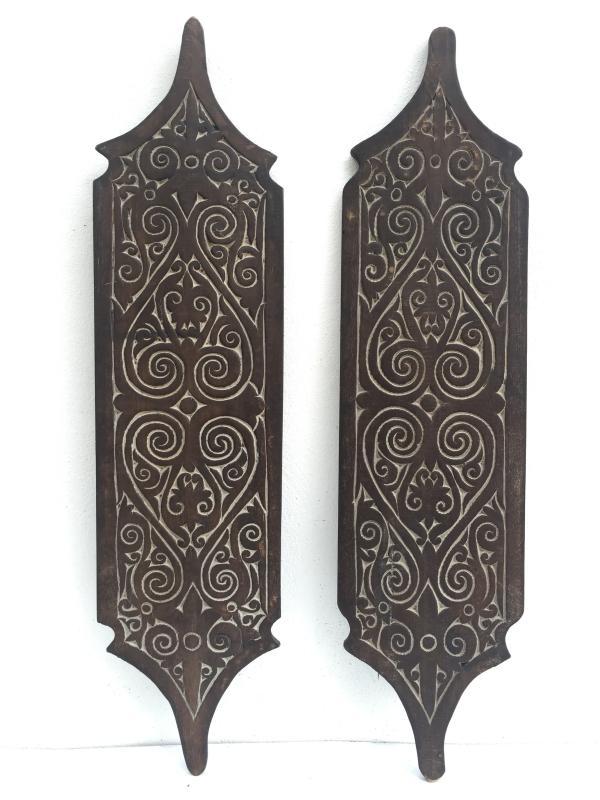 ONE PAIR Carved Wooden Shield Tribal Native Head hunter Tribe Borneo Dayak ARMOR