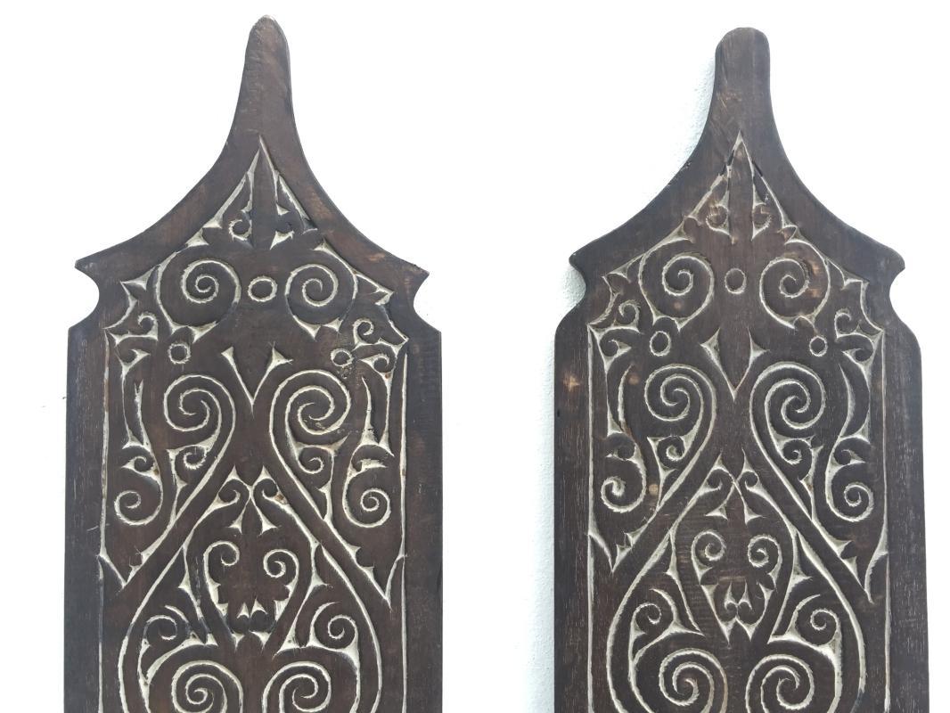 ONE PAIR Carved Wooden Shield Tribal Native Head hunter Tribe Borneo Dayak ARMOR