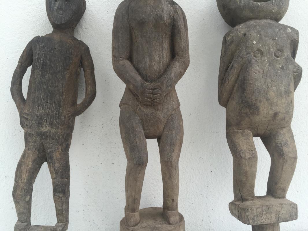 PADDY GUARDIAN 410-480mm ANTIQUE STATUE Authentic Dayak Tribal Figure Sculpture
