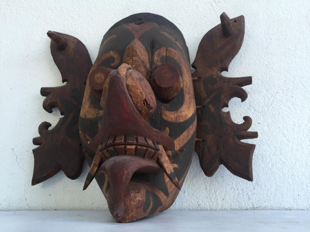#5 DAYAK GHOST MASK Office Home Bar Pub Wall Deco Craft TOPENG HUDOG DYAK BORNEO