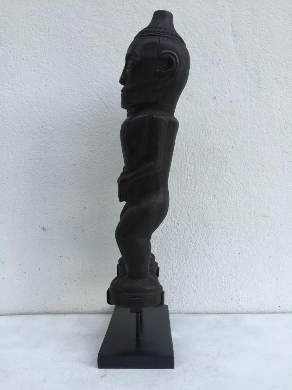 MALE & FEMALE 390mm BATAK WARRIOR STATUE Ancestral Facial Sculpture Indonesia