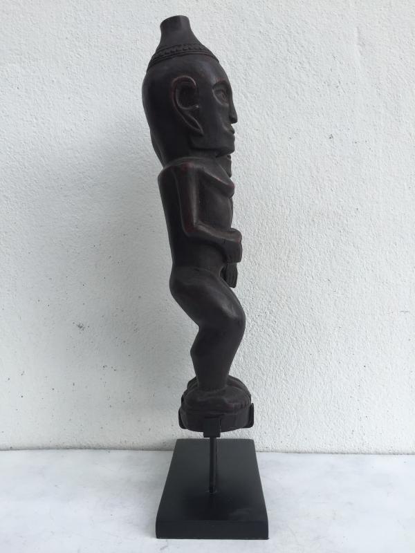 MALE & FEMALE 390mm BATAK WARRIOR STATUE Ancestral Facial Sculpture Indonesia