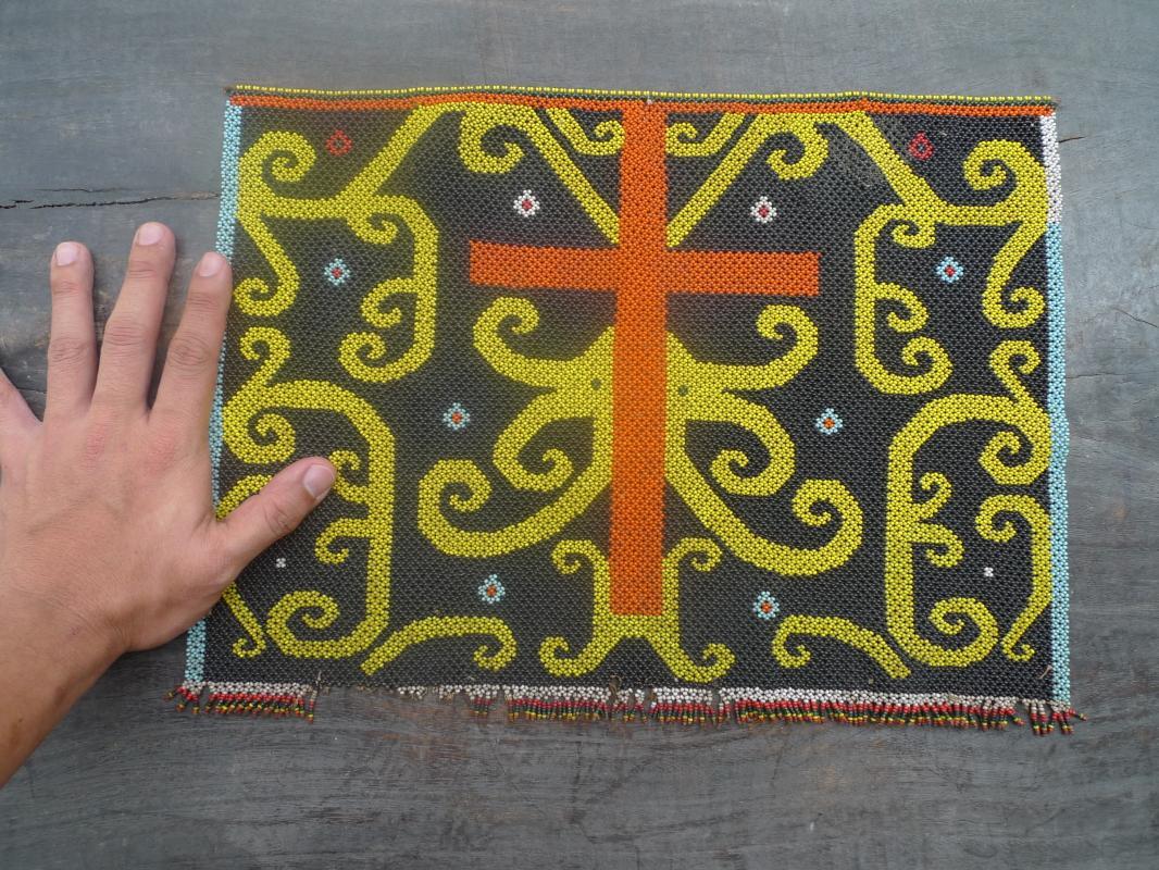 MICRO BEADS DAYAK PANEL Old Beaded Artifact Art Artist Painting Craft Borneo