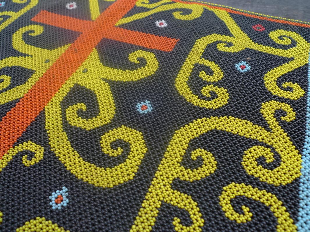 MICRO BEADS DAYAK PANEL Old Beaded Artifact Art Artist Painting Craft Borneo