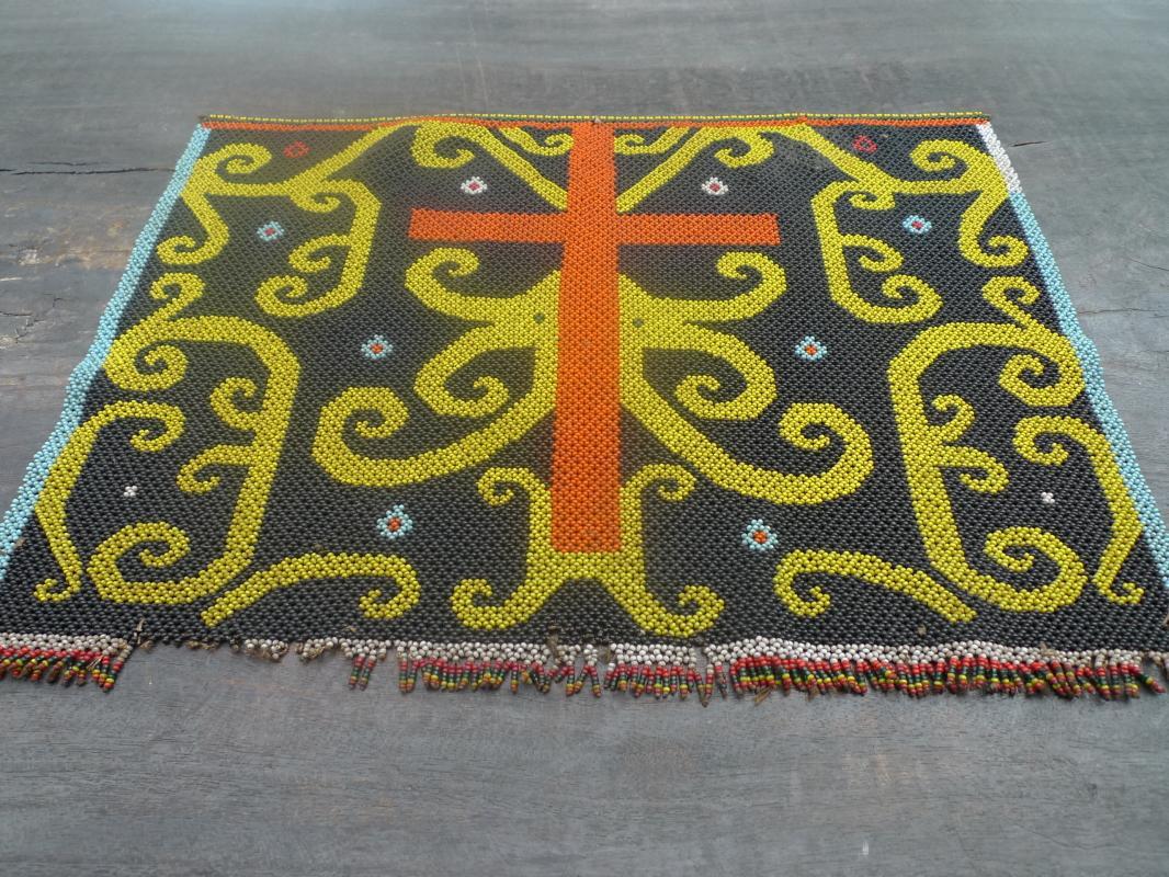 MICRO BEADS DAYAK PANEL Old Beaded Artifact Art Artist Painting Craft Borneo