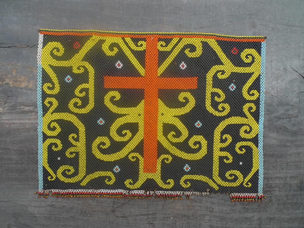 MICRO BEADS DAYAK PANEL Old Beaded Artifact Art Artist Painting Craft Borneo