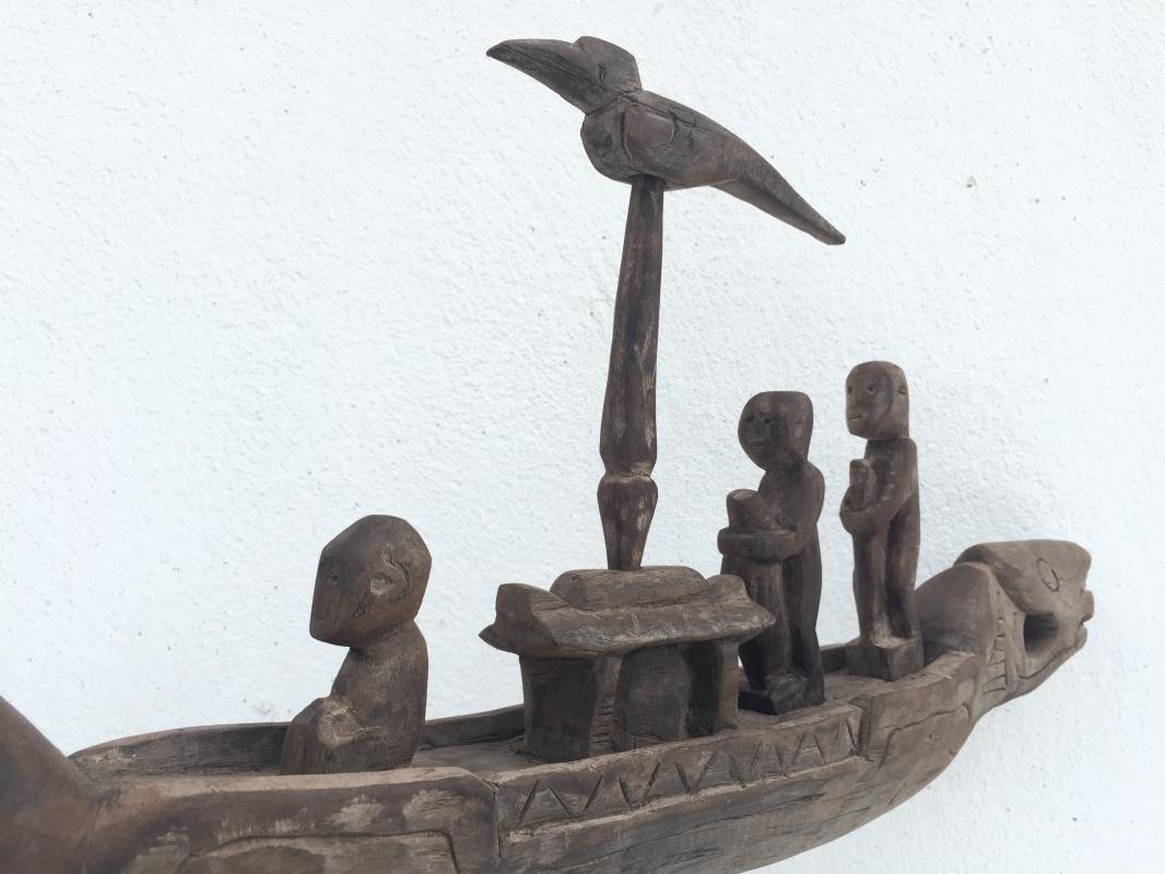 COFFIN BOAT ON STAND 400mm LOVELY VESSEL Native Sculpture Statue Figure Dayak