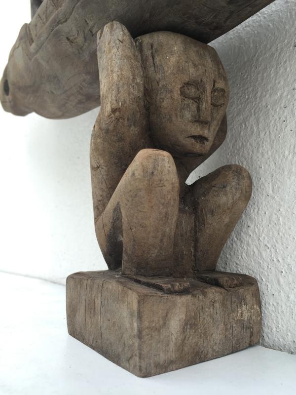 COFFIN BOAT ON STAND 400mm LOVELY VESSEL Native Sculpture Statue Figure Dayak