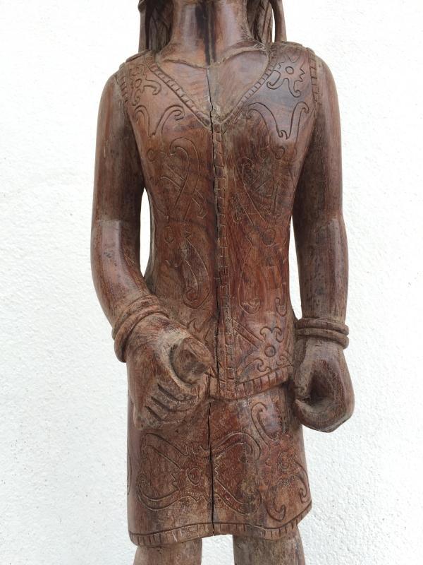 DAYAK FEMALE WARRIOR FIGURE Statue Sculpture Image Icon Borneo Headhunter Papua