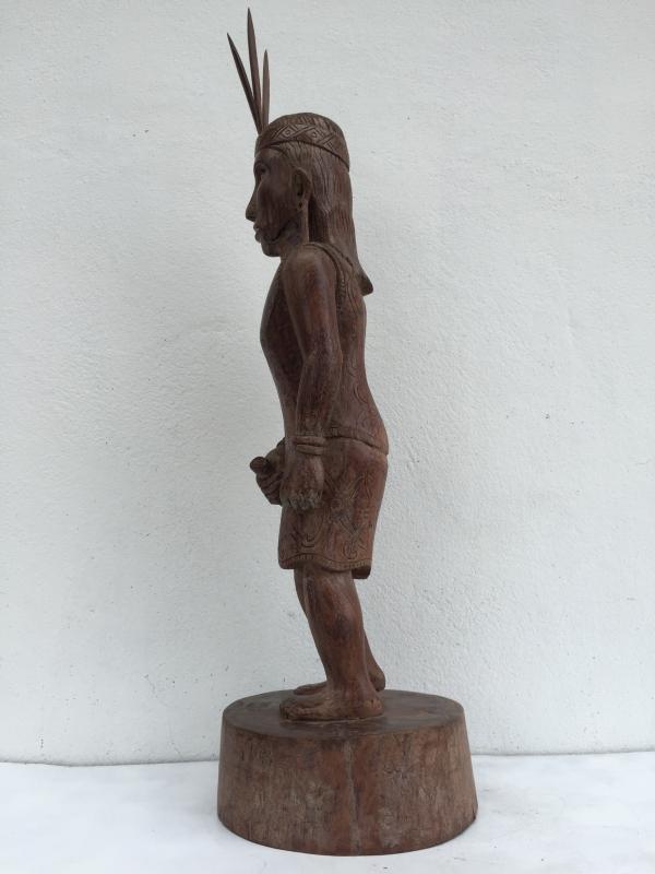 DAYAK FEMALE WARRIOR FIGURE Statue Sculpture Image Icon Borneo Headhunter Papua