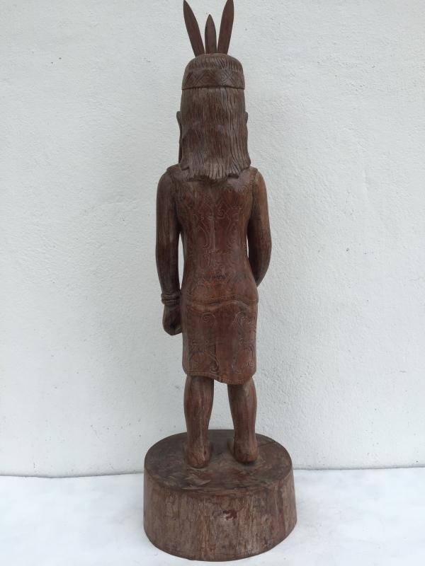 DAYAK FEMALE WARRIOR FIGURE Statue Sculpture Image Icon Borneo Headhunter Papua