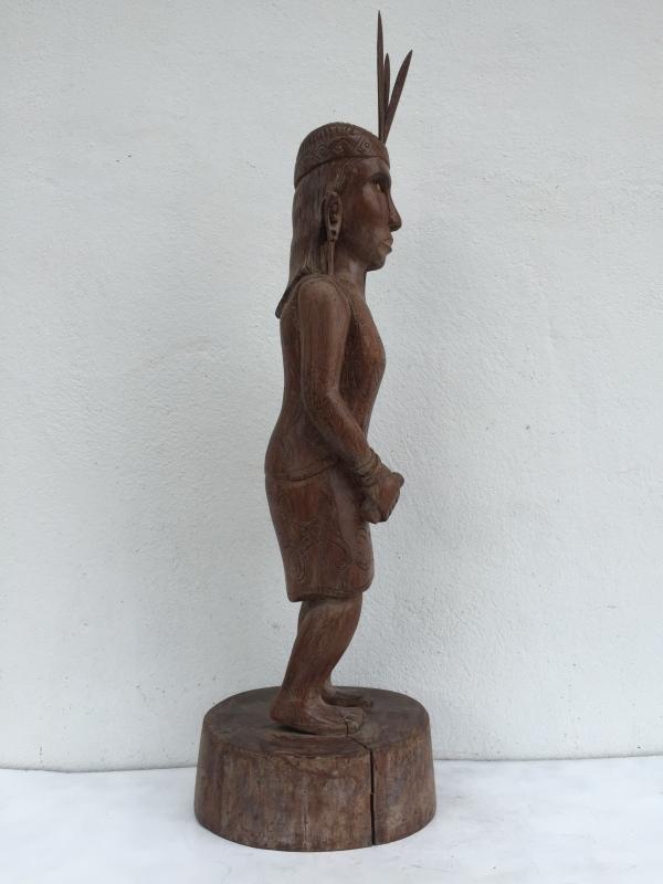 DAYAK FEMALE WARRIOR FIGURE Statue Sculpture Image Icon Borneo Headhunter Papua