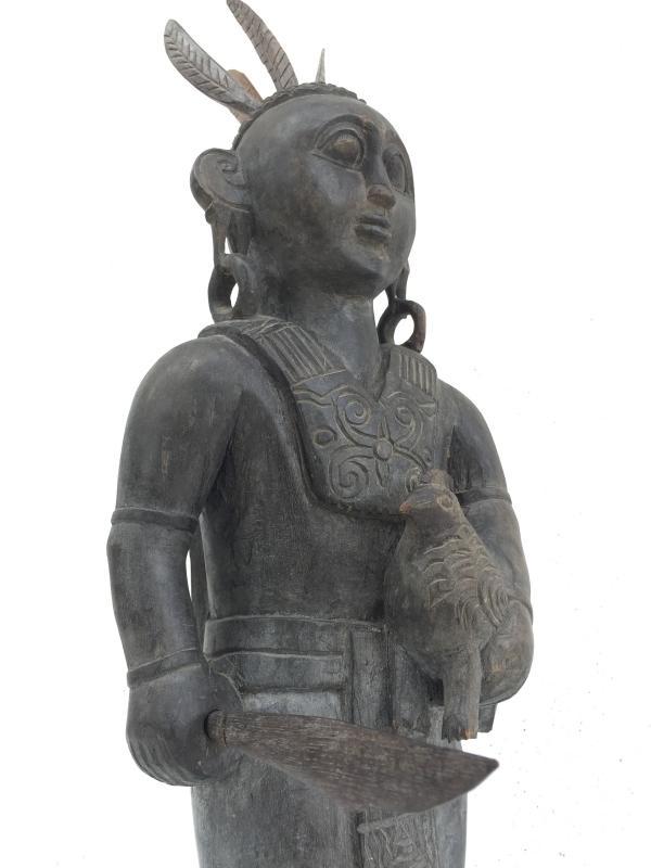 WARRIOR IMAGES Antique Dayak Statue Sculpture Icon Figure Home Bar Office Borneo