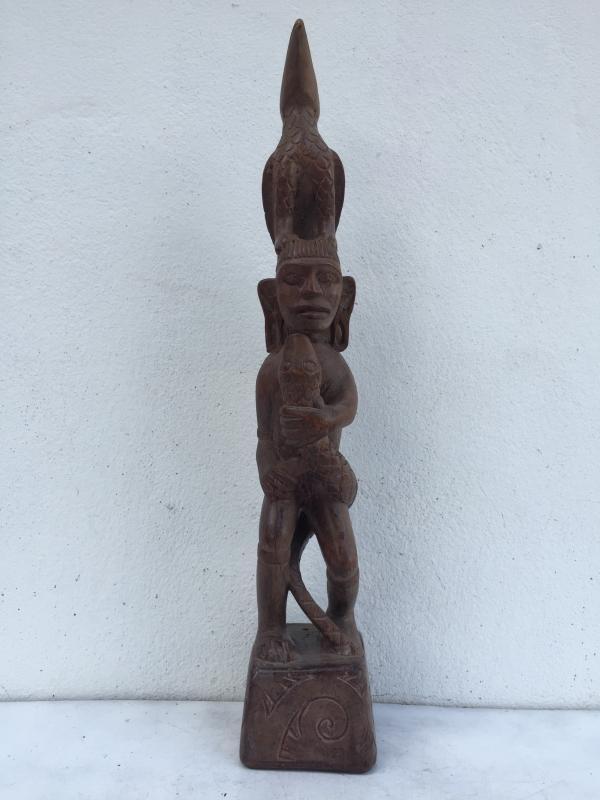 WARRIOR & NATURE IMAGE Antique Dayak Statue Sculpture Icon Figure Home Bar Office Borneo