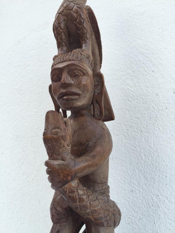 WARRIOR & NATURE IMAGE Antique Dayak Statue Sculpture Icon Figure Home Bar Office Borneo
