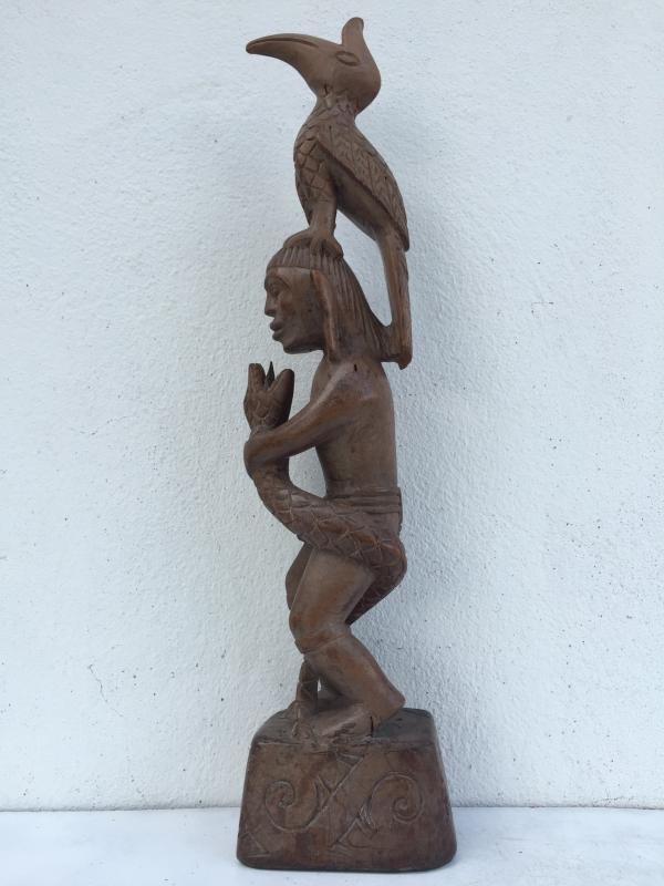 WARRIOR & NATURE IMAGE Antique Dayak Statue Sculpture Icon Figure Home Bar Office Borneo