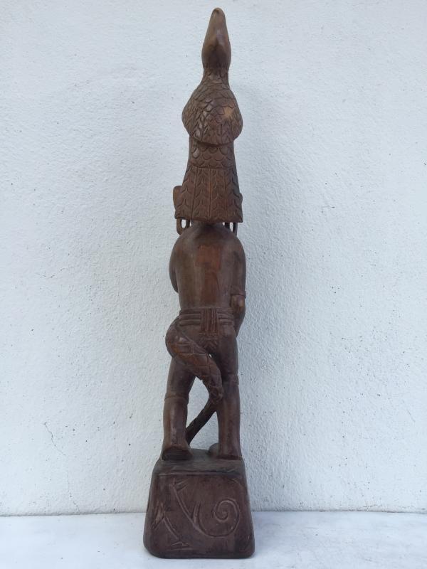 WARRIOR & NATURE IMAGE Antique Dayak Statue Sculpture Icon Figure Home Bar Office Borneo