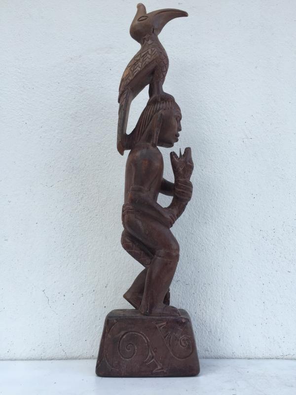 WARRIOR & NATURE IMAGE Antique Dayak Statue Sculpture Icon Figure Home Bar Office Borneo