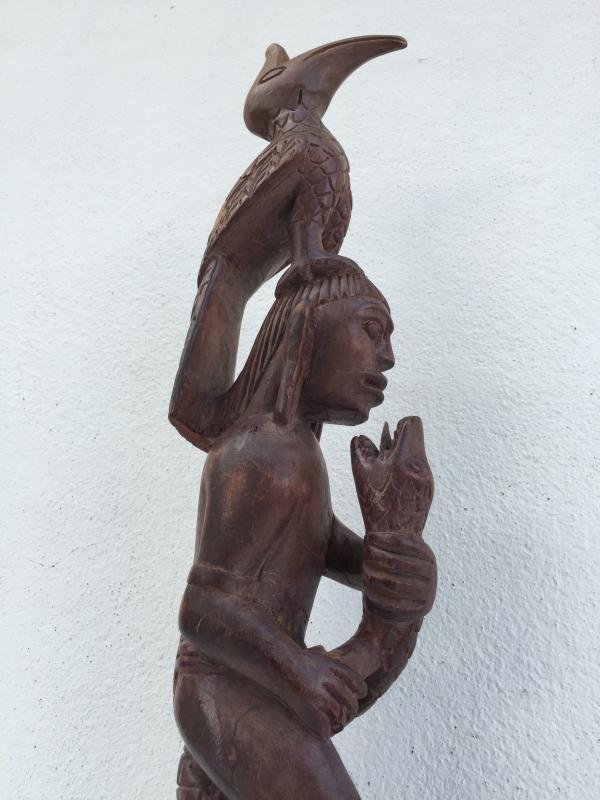 WARRIOR & NATURE IMAGE Antique Dayak Statue Sculpture Icon Figure Home Bar Office Borneo