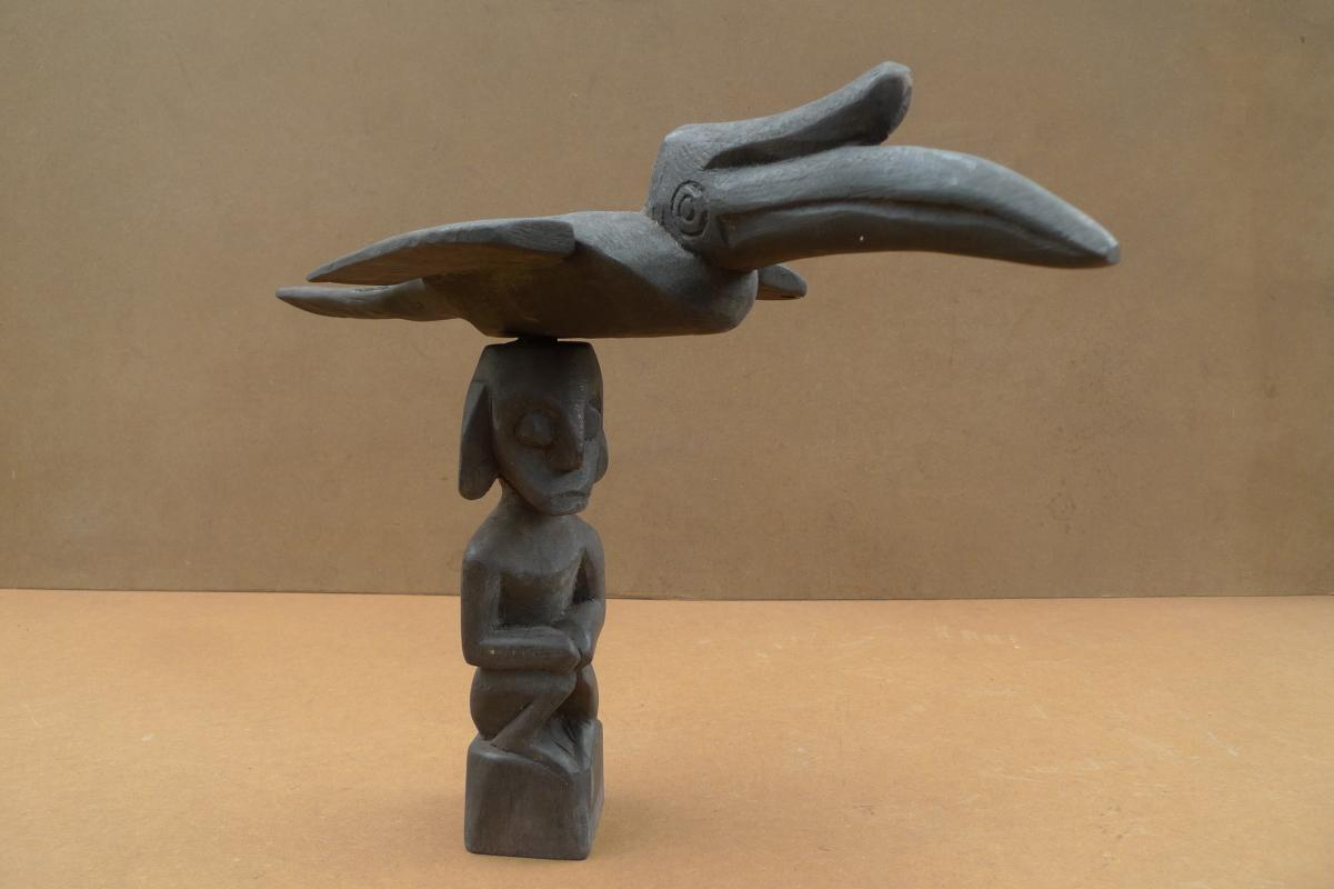 GOD OF WAR 590mm BURUNG SENGALANG Pagan Dayak Statue Figure Icon Sculpture WOOD