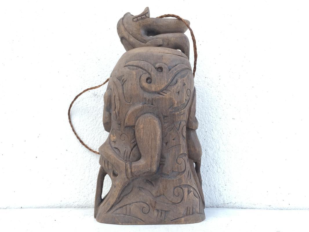 #2 HEADHUNTER CONTAINER CHAMBER Jewelry Box Statue Sculpture Dayak Artifact Asia