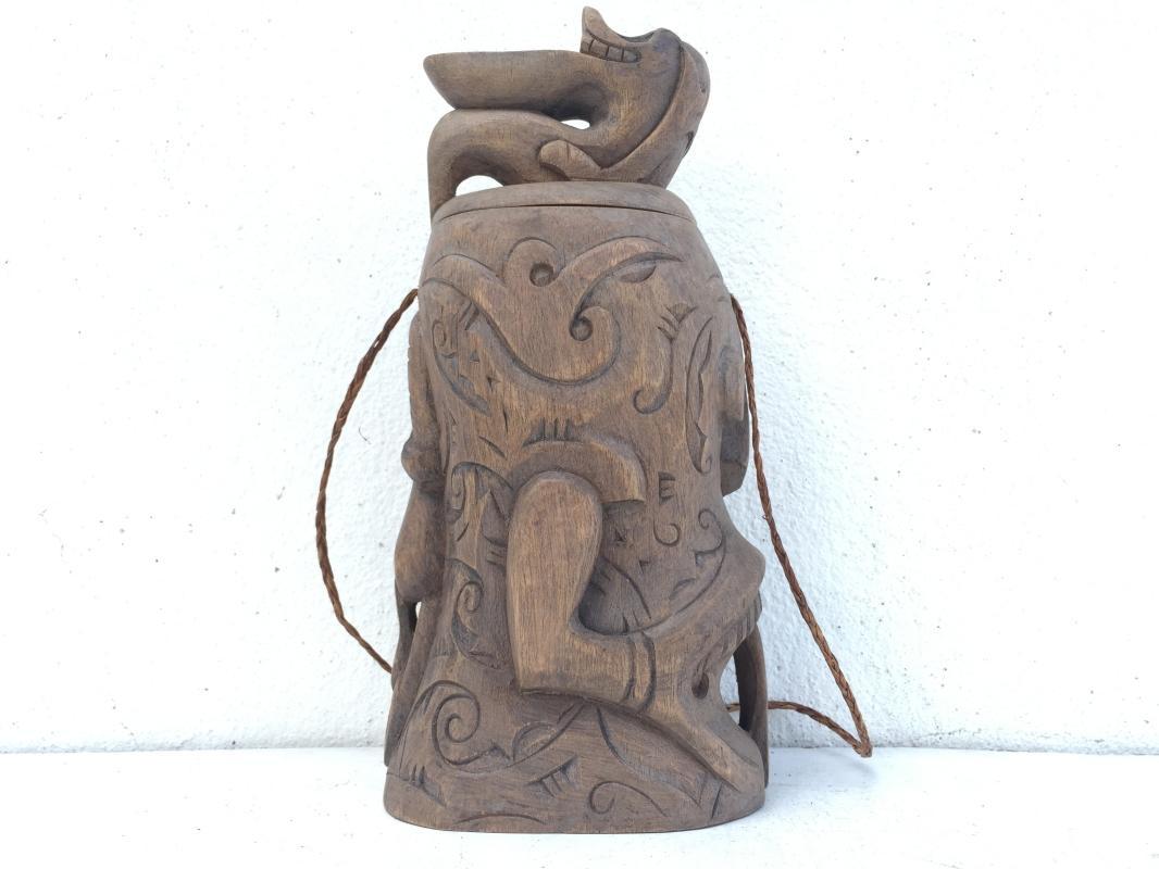 #2 HEADHUNTER CONTAINER CHAMBER Jewelry Box Statue Sculpture Dayak Artifact Asia