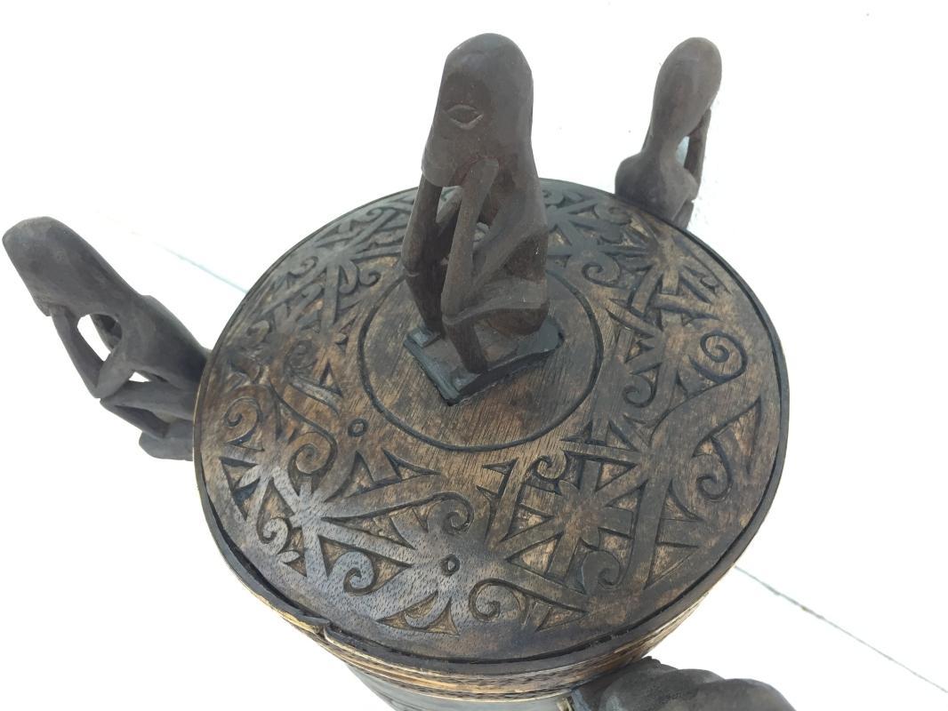 6.) TALL LUPONG CONTAINER 320mm DAYAK DYAK BOX Medicine Statue Artifact Borneo
