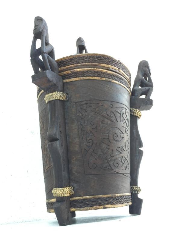 6.) TALL LUPONG CONTAINER 320mm DAYAK DYAK BOX Medicine Statue Artifact Borneo
