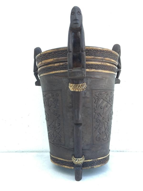 6.) TALL LUPONG CONTAINER 320mm DAYAK DYAK BOX Medicine Statue Artifact Borneo