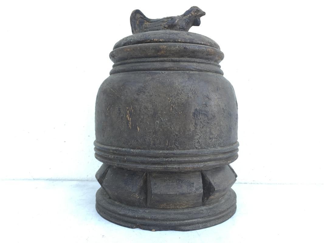 ANTIQUE CHAMBER 260mm TRIBAL DAYAK BORNEO Medicine Box Statue Artifact Dyak